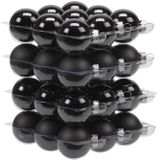 36x Zwarte glazen kerstballen 4 cm mat/glans