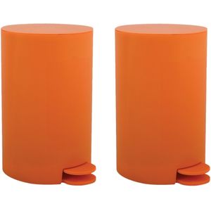 MSV Pedaalemmer - 2x - kunststof - oranje - 3L - klein model - 15 x 27 cm - Badkamer/toilet