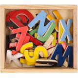 37x Magnetische houten letters gekleurd