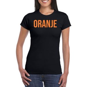Koningsdag verkleed T-shirt voor dames - oranje - zwart - met glitters - feestkleding