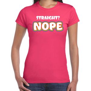Gay Pride shirt - straight? nope - regenboog - dames - roze