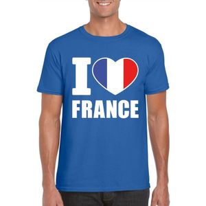 Blauw I love Frankrijk fan shirt heren