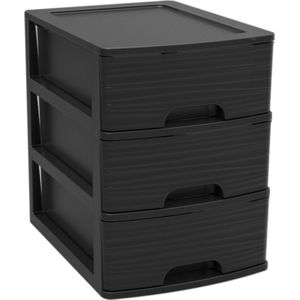 Ladenkast/bureau organizer zwart A5 3x lades stapelbaar L19 x B26 x H25 cm