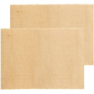 Jute tafelloper - 2x - 29 x 300 cm - beige met gouden draad erdoor