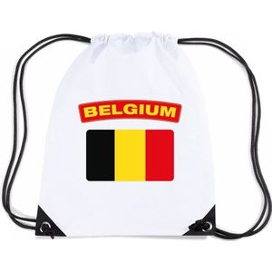 Belgie nylon rugzak wit met Belgische vlag