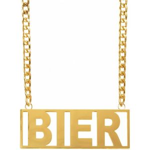 Verkleed sieraden ketting - thema Bier - feestartikelen - goudkleurig