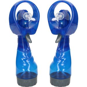 Gerimport waterspray ventilator - 2x stuks -blauw - 27 cm - voor verkoeling in de zomer