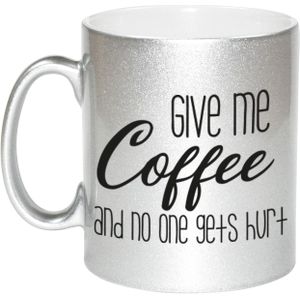 Give me coffee zilveren cadeau mok / beker 330 ml