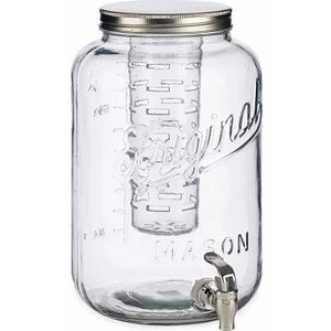 Vivalto glazen drankdispenser/limonadetap - met zilver kleur dop/tap - 8 liter