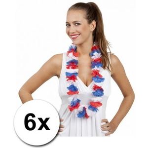 6 Hawaii kransen rood/wit/blauw