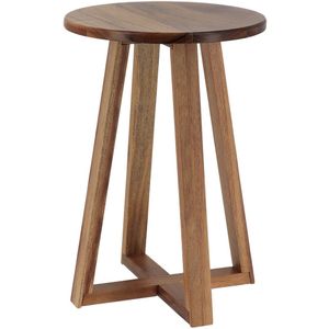 Bijzet krukje model Oslo - donkerbruin - acacia hout - D30 x H43 cm - bijzettafeltje