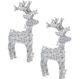 Set van 2x stuks kerstverlichting LED figuren voor buiten rendier 60 cm met 50 lampjes helder wit