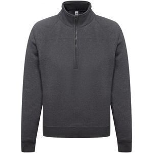 Donkergrijze fleece sweater/trui met rits kraag voor heren/volwassenen