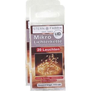 Draadverlichting lichtsnoer- 2x st - zilver- 20 LEDS- warm wit -batterij -100 cm