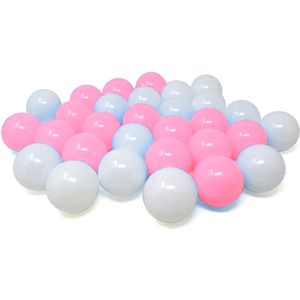 Kunststof ballenbak ballen - roze/wit - 60x stuks - ca 6 cm