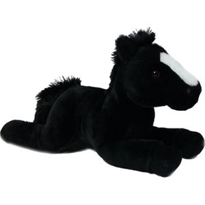 Knuffeldier Paard Winston - zachte pluche stof - premium kwaliteit knuffels - zwart - 35 cm