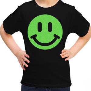 Verkleed T-shirt voor meisjes - smiley - zwart - carnaval - feestkleding voor kinderen