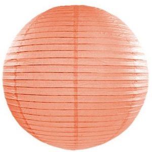 Luxe bol-vormige lampion perzik roze 25 cm - Feestartikelen/versieringen
