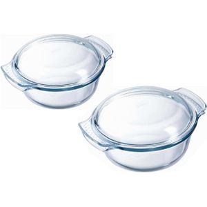 Pyrex Ovenschalen set van 2x - glas met deksel - 3 en 2,1 liter