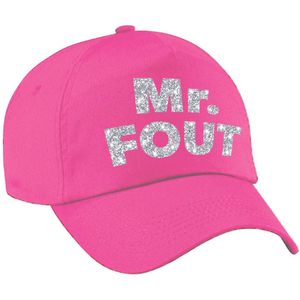 Mr. FOUT pet /cap roze met zilver bedrukking heren