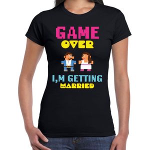 Vrijgezellenfeest T-shirt voor dames - game over - zwart - vrijgezellen - bruiloft/trouwen