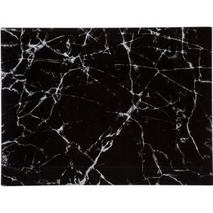 Snijplank rechthoek zwart met marmer print 40 x 30 cm van glas