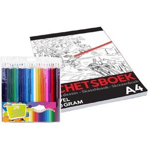 24-delige tekenen Grafix potloden set met A4 schetsboek 50 vellen