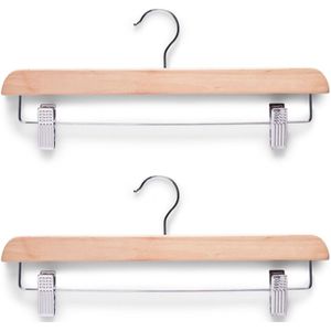 4x Luxe houten broekhangers/cliphangers kledinghangers 36 cm