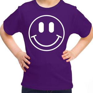 Verkleed T-shirt voor meisjes - smiley - paars - carnaval - feestkleding voor kinderen