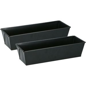 Bakvorm - 2x - metaal - anti-aanbak laag - zwart - 30 x 11 cm - taartvorm