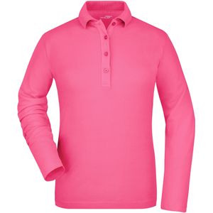 Roze stretch poloshirt voor dames
