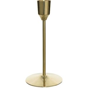 Luxe diner kaarsen staande kandelaar aluminium kleur goud 15 cm - Diameter onderkant 7 cm
