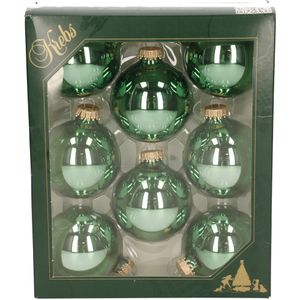 8x Jade groene glazen kerstballen glans 7 cm kerstboomversiering