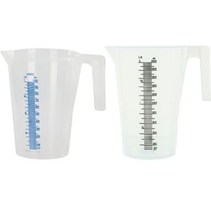 DAJAVE 2 stuks maatbekers van glas, maatbeker 1 l en 500 ml, glazen