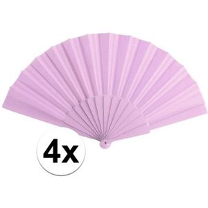 4x Spaanse handwaaier licht roze 23 cm