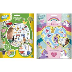 Kinder autoraam stickers combinatie set boerderij en eenhoorn thema