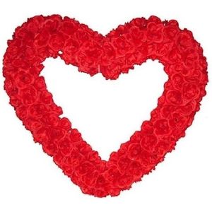 Groot love/Valentijnsdag decoratie hart 70 cm rood gevuld met rode rozen