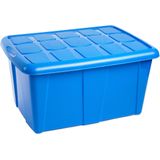 Plasticforte Opbergbox met deksel - Blauw - 60L - kunststof - 63 x 46 x 32 cm