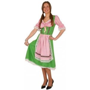 Oktoberfest Groene/roze Tiroler dirndl verkleed kostuum/midi jurk voor dames