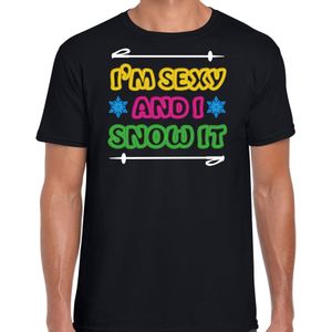 Apres ski t-shirt voor heren - im sexy and i snow it - zwart - wintersport