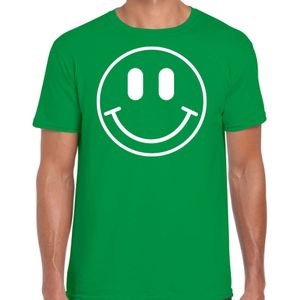 Verkleed T-shirt voor heren - smiley - groen - carnaval - foute party - feestkleding