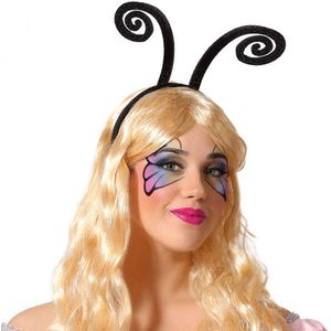 Verkleed diadeem vlinder/Aliens sprieten - zwart - meisjes/dames - Carnaval