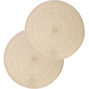 Set van 4x stuks placemats beige - gevlochten kunststof - 38 cm - Onderleggers