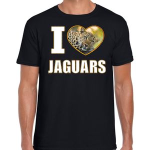 I love jaguars t-shirt met dieren foto van een luipaard zwart voor heren