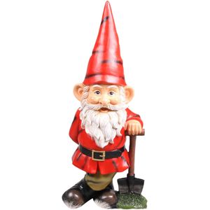 Tuinkabouter beeldje Dwerg met rode muts en schep - Keramiek - 30 cm