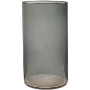 Bloemenvaas Neville - donkergrijs transparant - glas - D16 x H30 cm - Cilinder vorm