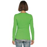 Bodyfit dames shirt lange mouwen/longsleeve limegroen