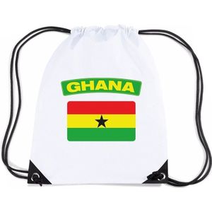 Ghana nylon rugzak wit met Ghanese vlag