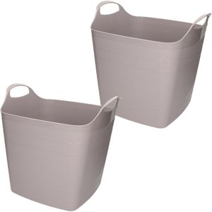 2x stuks bathroom Solutions Kuip - flexibel - emmer - grijs - 25 liter