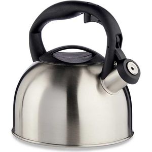 Huis/keuken of camping fluitketel / waterkoker - rvs - 2.5 liter - zilver/zwart